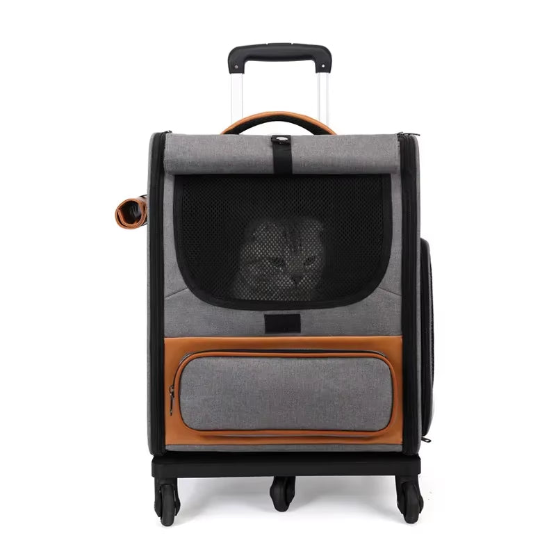 Pet Trolley Box Breathable Foldable Cat Bag Large Capacity Travel Portable Wheel Trolley Bag Pet Carriers Products Accessories