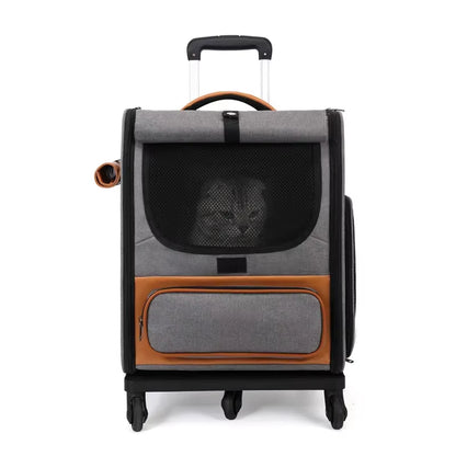 Pet Trolley Box Breathable Foldable Cat Bag Large Capacity Travel Portable Wheel Trolley Bag Pet Carriers Products Accessories