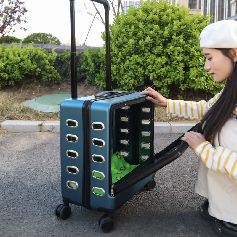 Portable Pet Bag Travel Cat Accessories Carrier Large Breathable Cat Small Dog Carrier Trolley Case Wheel Backpack Cats Products