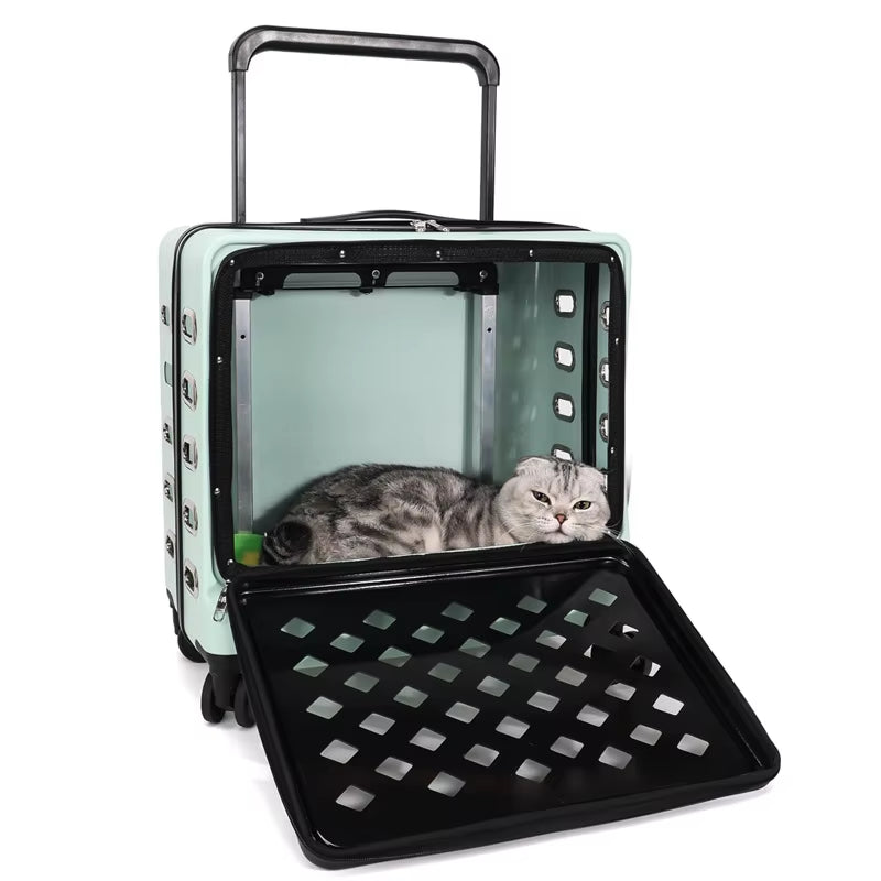 Portable Pet Bag Travel Cat Accessories Carrier Large Breathable Cat Small Dog Carrier Trolley Case Wheel Backpack Cats Products