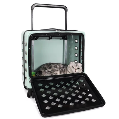 Portable Pet Bag Travel Cat Accessories Carrier Large Breathable Cat Small Dog Carrier Trolley Case Wheel Backpack Cats Products